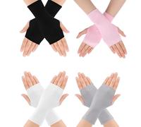 Ceeyoll Guantes sin Dedos Bloqueador Solar de Mujer, Muñeca Guantes sin Dedos, Punto Medio Dedo, Adecuado para protección solar en exteriores. Color: Blanco, Material: Poliéster, Talla: Unisex Adulto
