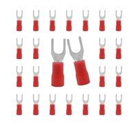 CEEYSEE 100 terminales de cable horquillado, 0,5 - 1,5 mm², diámetro del orificio M4, para terminales de cable de crimpado eléctricos, parcialmente aislados, conectores de cable de PVC (rojo/DPFH)
