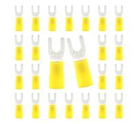 CEEYSEE 100 terminales de cable horquillado, 4-6 mm², orificio de diámetro M4, para terminales de cable de crimpado eléctricos, parcialmente aislados, conectores de cable de PVC (amarillo/DPFY)