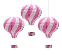 CEEYSEE 3 faroles de papel de 30 cm, color rosa, para colgar, globo aerostático para cumpleaños, boda, Navidad, decoración de fiesta de Halloween (rosa/RQFNS)