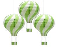 CEEYSEE 3 globos aerostáticos colgantes de 30 cm, de papel multicolor, farolillos con góndola, farolillos de papel plegables para bodas, decoraciones de fiesta (verde hierba/RQCLS)