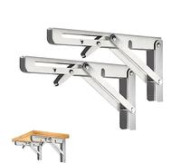 CEEYSEE Consola plegable de acero inoxidable de 300 mm, resistente y plegable, ángulo de 90 grados, ahorra espacio, estantería plegable para estudio, garaje, oficina, mesa, hogar, cocina (plata 300