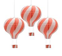 CEEYSEE Paquete de 3 globos de aire caliente, para colgar, multicolores, de papel, 30 cm, con góndola, farolillos de papel doblados, para bodas, decoraciones de fiesta (rojo/RQHOS)