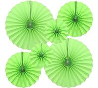 CEEYSEE Paquete de 6 abanicos de papel colgantes redondos para decoración de fiesta para boda, despedida de soltera, bebé, graduación, cumpleaños, fiesta de té, decoración ligera (verde/SLUS)