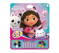 Cefa Toys-Actividades Giga Block 5 en 1 La casa de muñecas de Gabby,25 Hojas para Colorear FSC,8 Pinturas de Cera,5 Rotuladores,5 Acuarelas y Hoja de Pegatinas. Apto para niños a partir de 3 años.