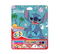 Cefa Toys- Actividades Giga Block 5 en 1 Stitch, 25 Hojas para Colorear FSC, 8 Pinturas de Cera,5 Rotuladores, 5 Acuarelas y Hoja de Pegatinas Removibles. Apto para niños a partir de 3 años.
