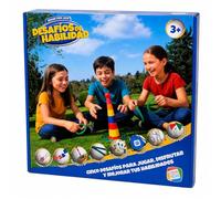 Cefa Toys Desafíos de Habilidad - Juego Infantil Multiactividad 5 en 1 para Exterior, Juegos de Coordinación y Equilibrio, Incluye Aros, Zancos,cuerda,cinta, Cucharas,banderines,medallas y Bolsa de Tr