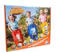 Cefa Toys Desafíos Deportivos.Juego Infantil Multiactividad 5 en 1 Exterior,Juegos Coordinación,Act. Física.Incluye:Sacos,testigos,Cinta,Bandas,banderines,medallas y Bolsa Transporte,Apto Niños+3Años