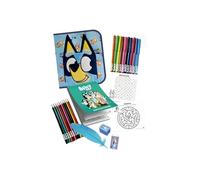 Cefa Toys Estuche Fluffy Bluey, cara de Bluey suave, 23 piezas, bloc de actividades.Apto para niños a partir de 3 años.