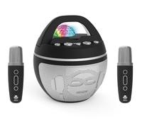 CEFA TOYS - iDance Karaoke Party Ball Altavoz Bluetooth 40W 2 Micrófonos | Luces discoteca giratorias, batería recargable 1200 mAh, soporte móvil y tablet, entrada AUX