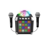 CEFA TOYS - Karaoke con 2 Micrófonos, Disco Ball, Altavoz Bluetooth | Batería recargable 4 h, 5 cambiadores de voz, eco ajustable, luces 20 efectos, compatible iPhone iPad Android