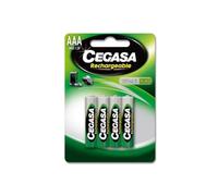 CEGASA Rechargeable - Pack 4 Pilas HR03 800 mAh, Color Verde