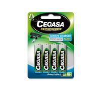 CEGASA Rechargeable - Pack 4 Pilas HR6 RTU, Color Verde