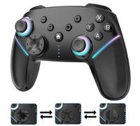 Cehensy Mando Switch Inalambrico para Switch/OLED/Lite/PC,Mandos Switch con LED RGB 9 Colores,950mAh,Programable,Mando Switch Pro Mando PC con Gyro Axis/Doble Vibración/Turbo,Negro