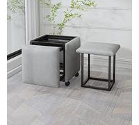 CEHJZQRPL Asiento otomano 5 en 1 de piel sintética con ruedas giratorias, apilable, reposapiés movible, para sala de estar, dormitorio, colorido
