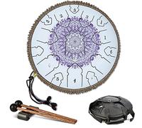 CEHJZQRPL Handpan Tambor de lengua de acero, 13 pulgadas, 15 tonos, tecla D, kit de instrumentos de percusión con bolsa de transporte, mazos de tambor, libro tutorial, pegatinas de notas, cuna for niñ