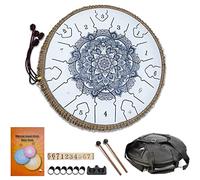 CEHJZQRPL Handpan Tambor de lengua de acero, 13 pulgadas, 15 tonos, tecla D, kit de instrumentos de percusión con bolsa de transporte, mazos de tambor, libro tutorial, pegatinas de notas, cuna for niñ