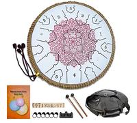 CEHJZQRPL Handpan Tambor de lengua de acero, 13 pulgadas, 15 tonos, tecla D, kit de instrumentos de percusión con bolsa de transporte, mazos de tambor, libro tutorial, pegatinas de notas, cuna for niñ