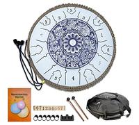 CEHJZQRPL Handpan Tambor de lengua de acero, 13 pulgadas, 15 tonos, tecla D, kit de instrumentos de percusión con bolsa de transporte, mazos de tambor, libro tutorial, pegatinas de notas, cuna for niñ