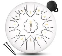 CEHJZQRPL Instrumentos de percusión Tecla C 13 notas Tambor de lengua de acero de 12 pulgadas Bandeja de mano con bolsa de transporte Mazos de tambor Cubierta for dedos for educación musical Concierto