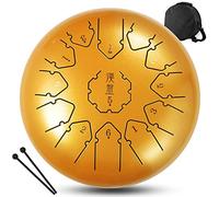 CEHJZQRPL Instrumentos de percusión Tecla C 13 notas Tambor de lengua de acero de 12 pulgadas Bandeja de mano con bolsa de transporte Mazos de tambor Cubierta for dedos for educación musical Concierto