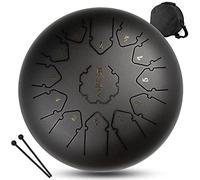 CEHJZQRPL Instrumentos de percusión Tecla C 13 notas Tambor de lengua de acero de 12 pulgadas Bandeja de mano con bolsa de transporte Mazos de tambor Cubierta for dedos for educación musical Concierto