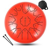 CEHJZQRPL Instrumentos de percusión Tecla C 13 notas Tambor de lengua de acero de 12 pulgadas Bandeja de mano con bolsa de transporte Mazos de tambor Cubierta for dedos for educación musical Concierto