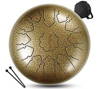 CEHJZQRPL Instrumentos de percusión Tecla C 13 notas Tambor de lengua de acero de 12 pulgadas Bandeja de mano con bolsa de transporte Mazos de tambor Cubierta for dedos for educación musical Concierto