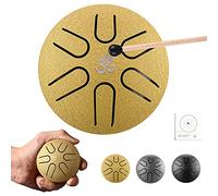 CEHJZQRPL Mini tambor de lengua de acero de 3 pulgadas, 6 tonos, instrumento de percusión con mazo de libro de música, tambor de mano for educación musical, concierto, yoga, meditación, principiantes,