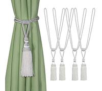 CEHJZQRPL Sujeta Cortinas con borlas Paquete de 4 alzapaños for Cortinas, Tejidos a Mano, con borlas for decoración del hogar y la Oficina.(Wit)