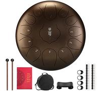 CEHJZQRPL Tambor de acero de 12 pulgadas y 13 notas, tambor de lengua de acero de aleación con llave C for principiantes, instrumento de percusión Zen Handpan con bolsa de transporte for meditación, y