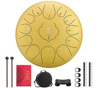CEHJZQRPL Tambor de acero de 12 pulgadas y 13 notas, tambor de lengua de acero de aleación con llave C for principiantes, instrumento de percusión Zen Handpan con bolsa de transporte for meditación, y