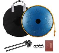 CEHJZQRPL Tambor de lengua 14 pulgadas 14 notas Tambor en forma de plato de acero de cobre con decoración de cuerda Mazos Bolsa de transporte Instrumento de percusión musical profesional for meditació