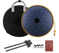 CEHJZQRPL Tambor de lengua 14 pulgadas 14 notas Tambor en forma de plato de acero de cobre con decoración de cuerda Mazos Bolsa de transporte Instrumento de percusión musical profesional for meditació