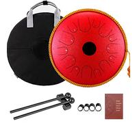 CEHJZQRPL Tambor de lengua 14 pulgadas 14 notas Tambor en forma de plato de acero de cobre con decoración de cuerda Mazos Bolsa de transporte Instrumento de percusión musical profesional for meditació