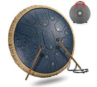 CEHJZQRPL Tambor de lengua de 15 tonos de 14 pulgadas en D mayor Handpan Tambor de lengua de acero Meditación Yoga Zen con mazos Bolsa de transporte Instrumento de percusión for principiantes Amantes