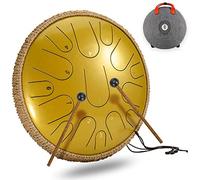 CEHJZQRPL Tambor de lengua de 15 tonos de 14 pulgadas en D mayor Handpan Tambor de lengua de acero Meditación Yoga Zen con mazos Bolsa de transporte Instrumento de percusión for principiantes Amantes
