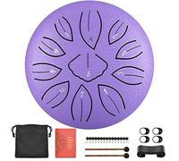CEHJZQRPL Tambor de lengua de 6 pulgadas, 11 notas, instrumento de percusión de tambor de acero, kit de batería con llave C con bolsa de transporte, mazos de tambor, cubierta for dedos for niños, adul
