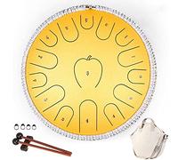 CEHJZQRPL Tambor de lengua de acero 15 notas Instrumento de percusión de 14 pulgadas D Key Handpan Drum Kit con bolsa de transporte Mazos de libro for principiantes/niños/adultos Meditación Entretenim