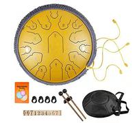 CEHJZQRPL Tambor de lengua de acero, 15 tonos, 14 pulgadas, tambor de lengua D mayor, tambor de mano con batidores de tambor, bolsa de transporte, instrumento de percusión for yoga, meditación Zen, cu