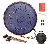 CEHJZQRPL Tambor de lengua de acero con llave C de 14 pulgadas, 15 notas, instrumento de percusión, kit de batería con mazos, baquetas, cubiertas for dedos, bolsa de transporte for yoga, meditación Za