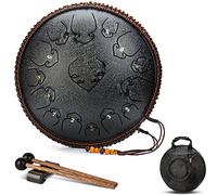 CEHJZQRPL Tambor de lengua de acero con llave C de 14 pulgadas, 15 notas, instrumento de percusión, kit de batería con mazos, baquetas, cubiertas for dedos, bolsa de transporte for yoga, meditación Za