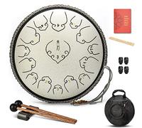 CEHJZQRPL Tambor de lengua de acero con llave C de 14 pulgadas, 15 notas, instrumento de percusión, kit de batería con mazos, baquetas, cubiertas for dedos, bolsa de transporte for yoga, meditación Za