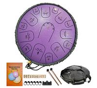 CEHJZQRPL Tambor de lengua de acero de 14 pulgadas, 15 notas C-Key Handpan Drum Instrumento de percusión Lotus Hand Pan Drum con baquetas Bolsa de transporte for educación musical Concierto Mind Heali