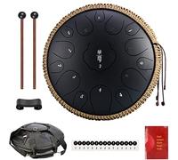 CEHJZQRPL Tambor de lengua de acero de 15 tonos, tambor de acero de 14 pulgadas en re mayor con batidores de tambor, bolsa de transporte, instrumento de percusión for yoga, meditación zen, curación me