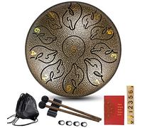 CEHJZQRPL Tambor de lengua de acero de 6.0 in, 11 notas, tambor de mano con llave C, instrumento de percusión, tambor de mano, tambor de educación musical for adultos/niños con bolsa, mazos, libro de
