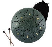 CEHJZQRPL Tambor de lengua de acero de 6 pulgadas, tambor de mano de 8 notas C mayor, mini kit de instrumentos de percusión con bolsa, libro de música, mazos y púas de dedo for niños, adultos, yoga, m