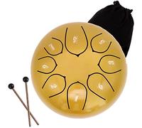 CEHJZQRPL Tambor de lengua de acero de 6 pulgadas, tambor de mano de 8 notas C mayor, mini kit de instrumentos de percusión con bolsa, libro de música, mazos y púas de dedo for niños, adultos, yoga, m
