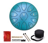 CEHJZQRPL Tambor de lengua de acero de 8 pulgadas, 11 notas, tambor de mano de meditación, kit de instrumentos de percusión con llave F con bolsa de transporte, mazos de tambor, libro de música, funda
