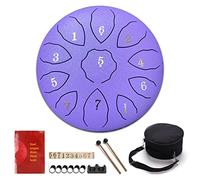 CEHJZQRPL Tambor de lengua de acero de 8 pulgadas, 11 notas, tambor de mano de meditación, kit de instrumentos de percusión con llave F con bolsa de transporte, mazos de tambor, libro de música, funda